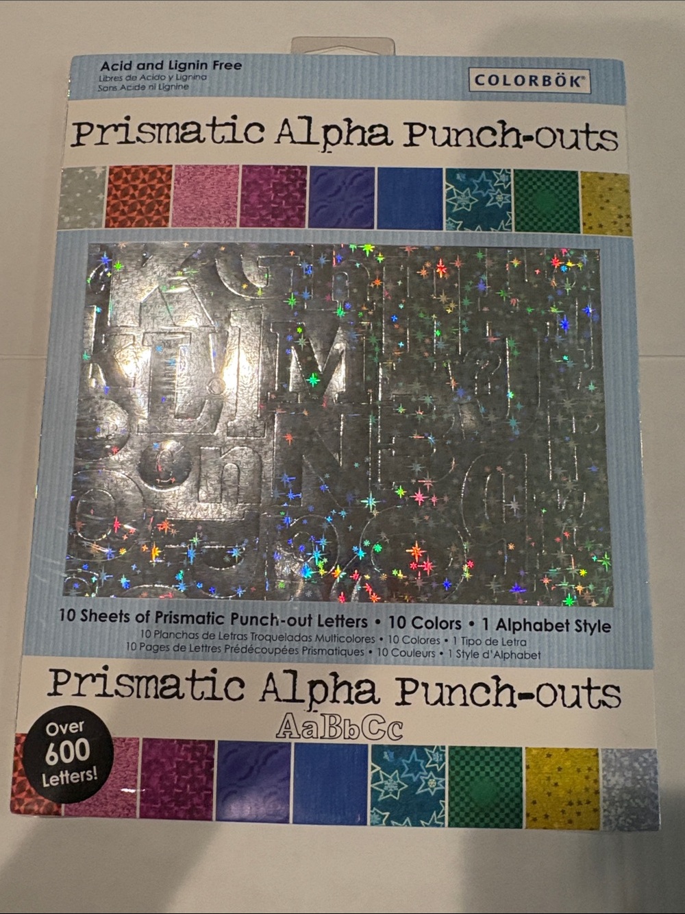 Colorbok Prismatic Alpha Punch-Outs - Silver Holographic Letters